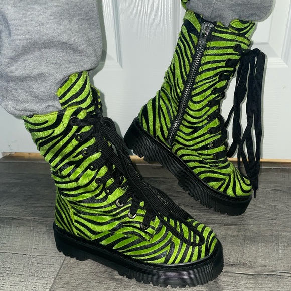 Current Mood Lime/Neon Green and Black Zebra Print Boots - Picture 9 of 10